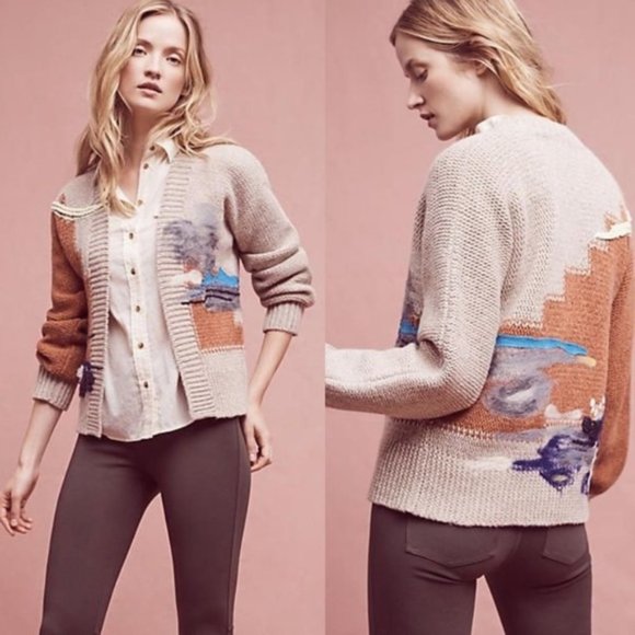 Anthropologie HWR Petunia Embellished Cardigan - Picture 1 of 13
